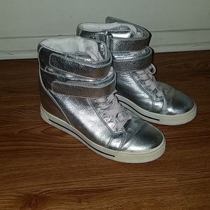 Marc Jacob's silver wedge sneakers